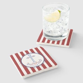 Nautiskt thérad Anchor Sailing Blue Red White Stenunderlägg