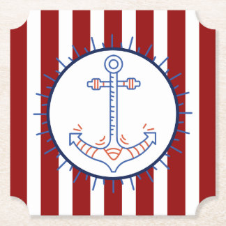 Nautiskt thérad Anchor Sailing Blue Red White Underlägg Papper