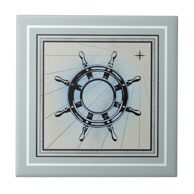 Nautiskt ThLED Blue Ceramic Tile Kakelplatta (Framsidan)