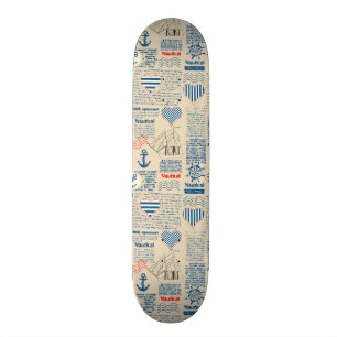 Nautiskt tidningsmönster skateboard bräda 19,5 cm