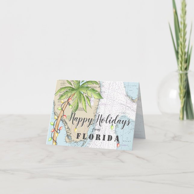 Nautiskt Tropiskt God Jul från Florida Helgkort (Framsida)