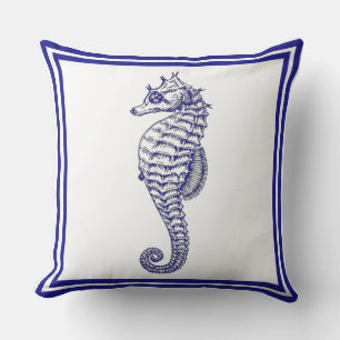 Nautiskt vackert Trendig blue Seahorse Kudde
