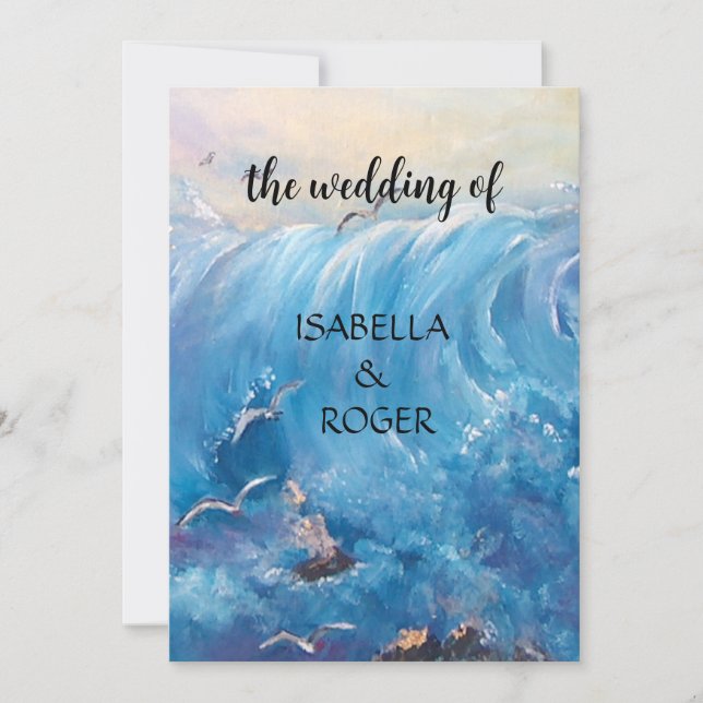 Nautiskt vågar med sjömansinbjudan inbjudningar (Framsida)