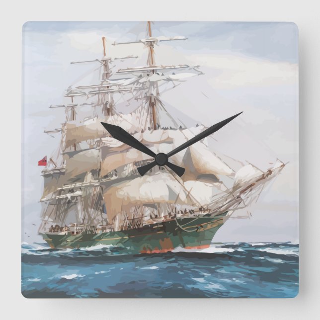 Nautiskt väggskåp fyrkantig klocka (Framsida)