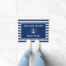 Nautiskt välkomstbord, blå stripe Anchor Ring