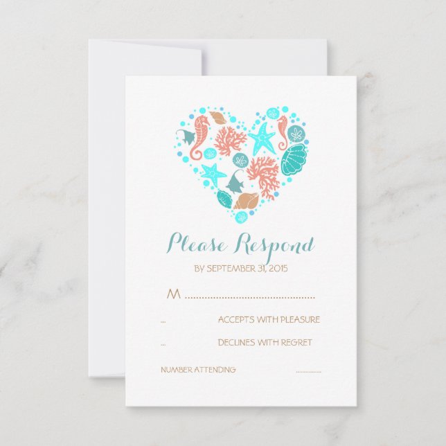 Nautiskt vit havsyta-Bröllop OSA Kort (Framsida)