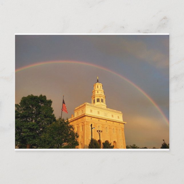 Nauvoo Illinois Temple med regnbåge Vykort (Framsida)
