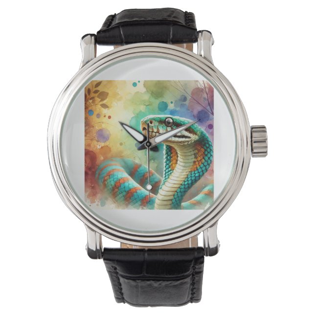 Nauyaca Snake 050824AREF122 - Watercolor Armbandsur (Framsida)