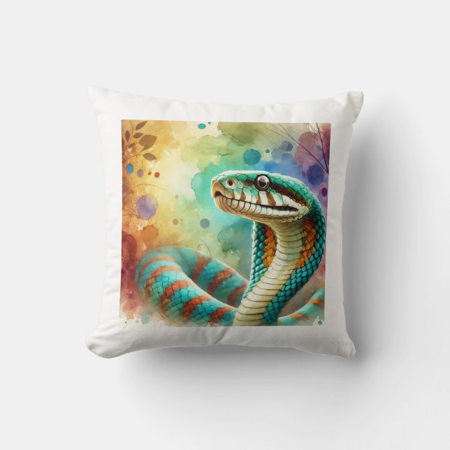 Nauyaca Snake 050824AREF122 - Watercolor Kudde (Framsida)