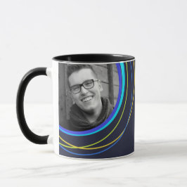 Nav blå funky cirkelmönstrad fotomugg mugg