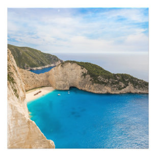 Navagio Beach Greece Photo Print - Shipwreck Beach Fototryck