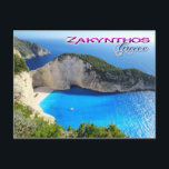 Navagio Beach, Zakynthos, Grekland Vykort<br><div class="desc">Navagio Beach,  eller Shipwreck Beach,  är en exponerad cove,  ibland kallad "Smugglers Cove",  på Zakynthos kusten,  på Greklands Joniska öar. Foto av Máté Markovics</div>