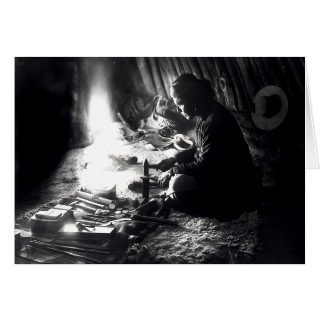 Navahosilversmith, c.1915 hälsningskort (Framsidan Horizontal)