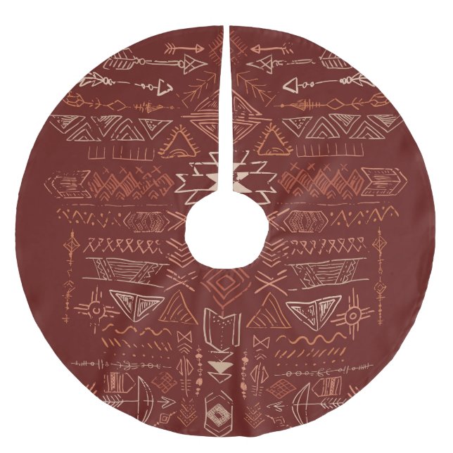 Navajo Aztec: Ethnic Doodle Mönster. Julgransmatta Borstad Polyester (Framsidan)