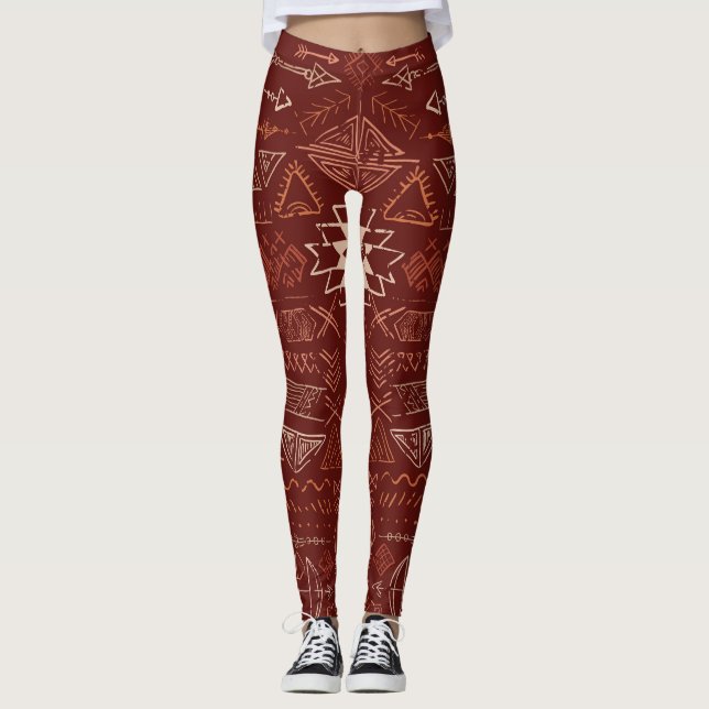 Navajo Aztec: Ethnic Doodle Mönster. Leggings (Framsida)