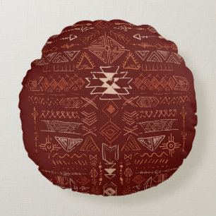 Navajo Aztec: Ethnic Doodle Mönster. Rund Kudde