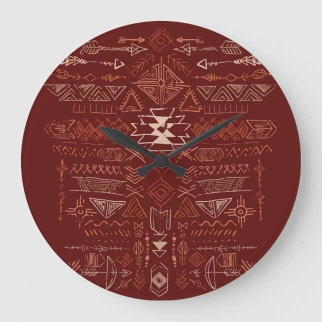Navajo Aztec: Ethnic Doodle Mönster. Stor Klocka (Framsida)