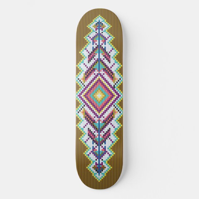 Navajo Bead Pattern Mini Skateboard Bräda 18,5 Cm (Framsida)
