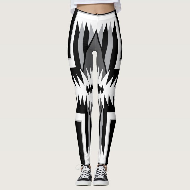Navajo Black och Grått Leggings (Framsida)