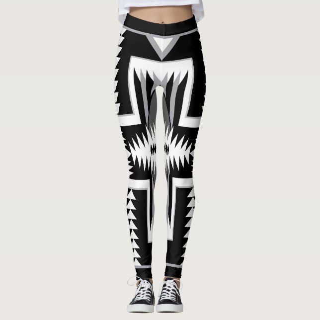 Navajo Black och Grått Leggings (Framsida)