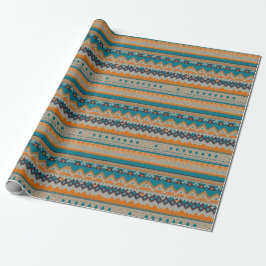 Navajo Design Gult Turquise Wrapping Papper Presentpapper