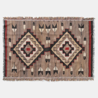 NAVAJO FJÄDERMÖNSTER VÄV 1900 nytryck Filt