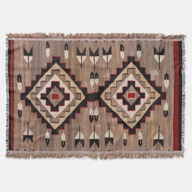 NAVAJO FJÄDERMÖNSTER VÄV 1900 nytryck     Filt (Framsidan)