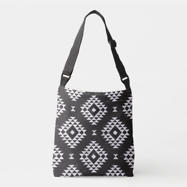 Navajo Geometric: Black White Tribal. Axelväska (Framsida)