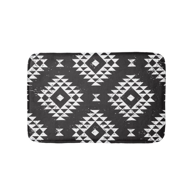Navajo Geometric: Black White Tribal. Badrumsmatta (Framsidan)
