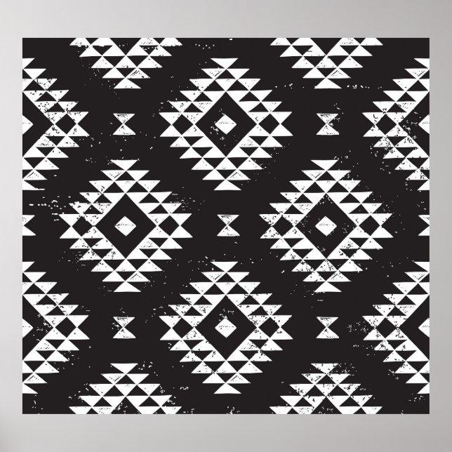 Navajo Geometric: Black White Tribal. Poster (Framsidan)