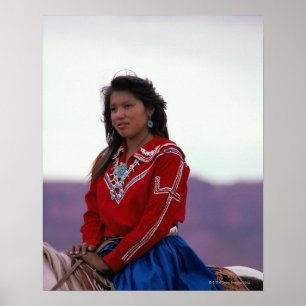 Navajo Girl på Horseback Poster