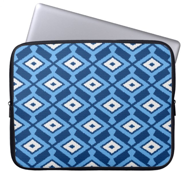 Navajo Ikat Mönster, Indigo och Denim Blue Laptop Fodral (Framsidan)