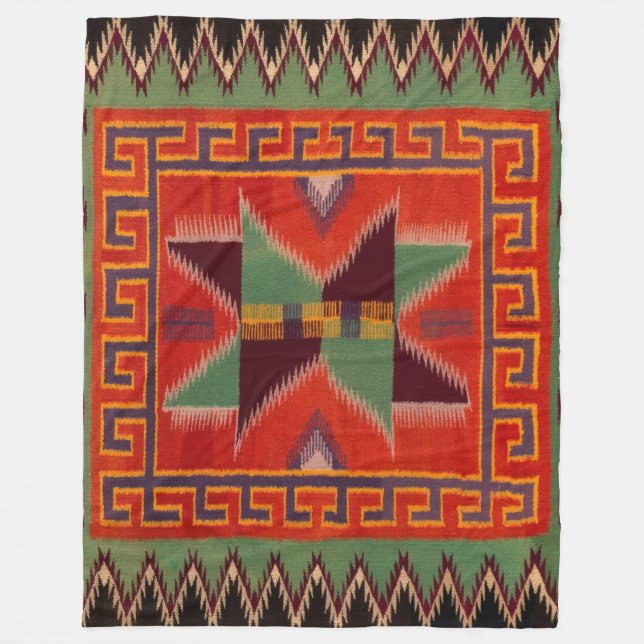 NAVAJO INDIAN 1800s HORSE SADDLE BLANKET ULL Fleecefilt (Framsidan)
