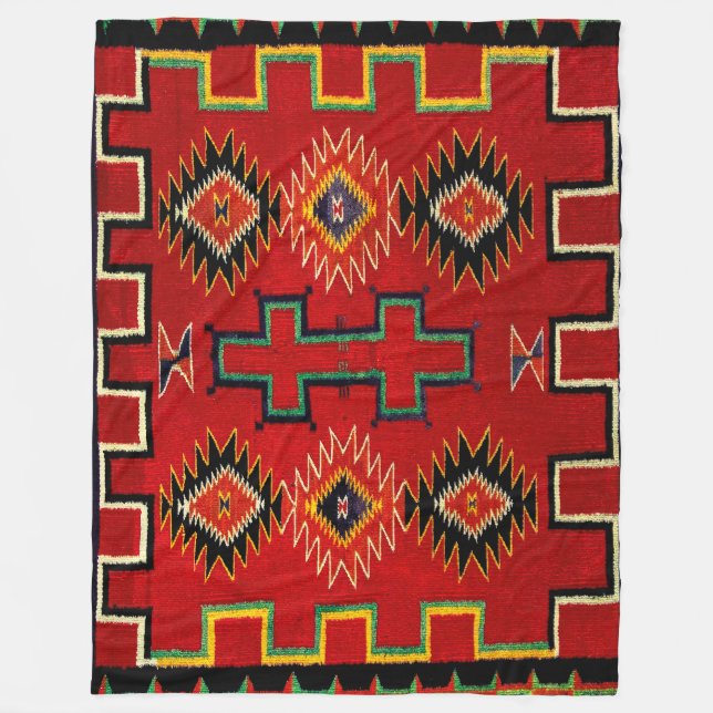 NAVAJO INDIAN 1890 HORSE SADDLE BLANKET FLEECEFILT (Framsidan)