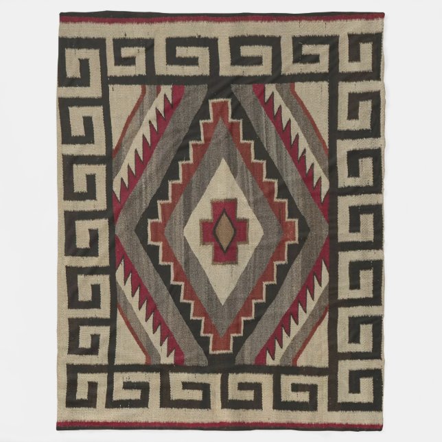 NAVAJO INDIAN ANTIQUE TAPESTRY FLEECEFILT (Framsidan)