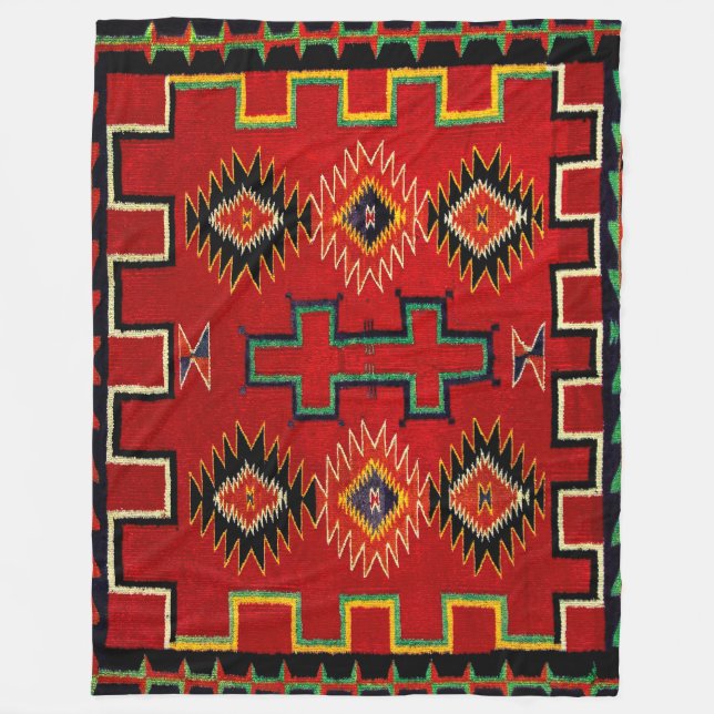NAVAJO INDIAN HORSE SADDLE BLANKET REPRINT FLEECEFILT (Framsidan)