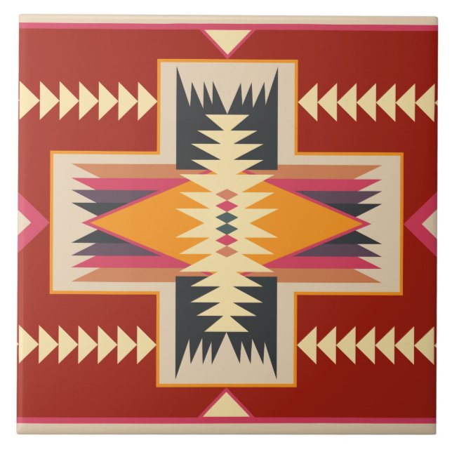 Navajo Mönster-3 Ceramic Tile Kakelplatta (Framsidan)