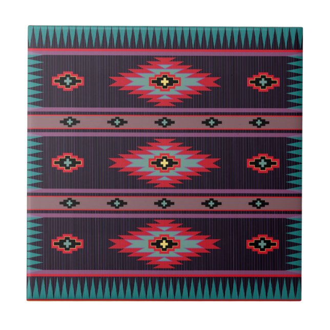 Navajo Mönster Ceramic Tile Kakelplatta (Framsidan)