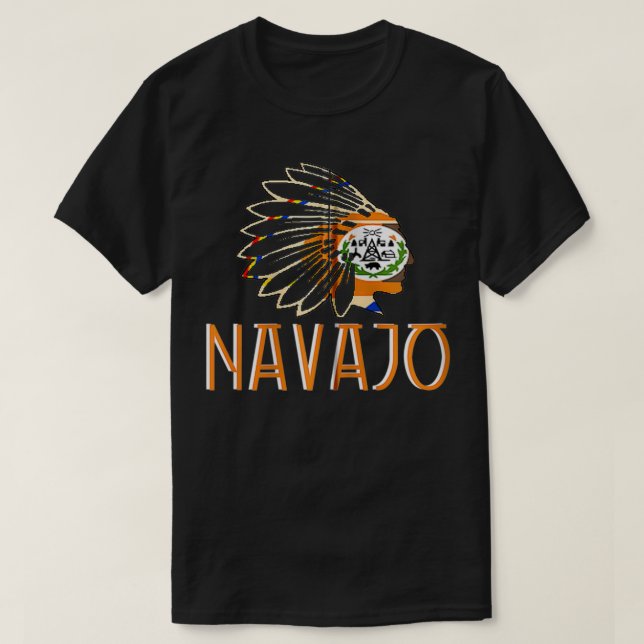 NAVAJO NATIONELL, FLAGGA, inhemsk amerikansk medbo T Shirt (Design framsida)
