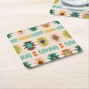 Navajo Native American Mönster Underlägg Papper Kvadrat