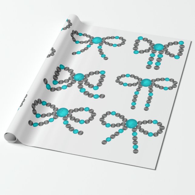 Navajo Pearl Bow med Turquise Wrapping Papper Presentpapper (Utrullad)