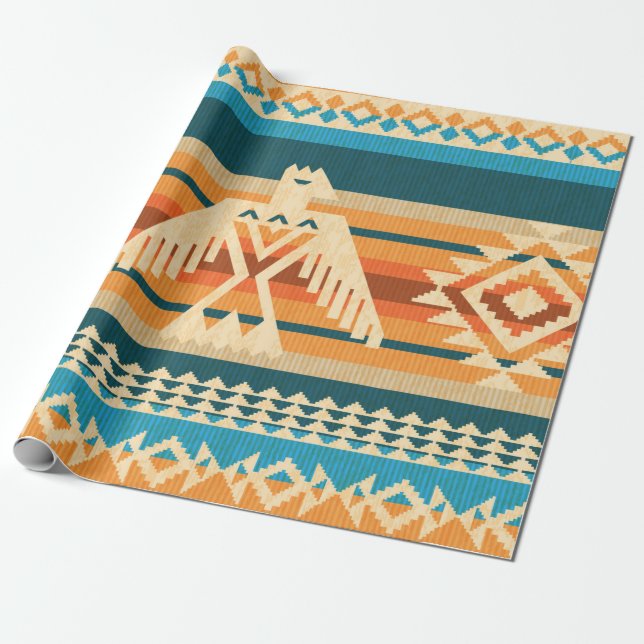 Navajo stil abstrakt sömlös mönster med örn  presentpapper (Utrullad)