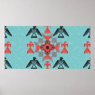 Navajo stil etnisk prydnad med fåglar och abstra poster