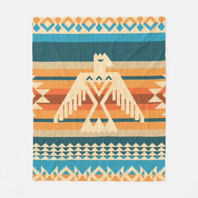 Navajo style abstract seamless pattern with eagle  fleecefilt (Framsidan)