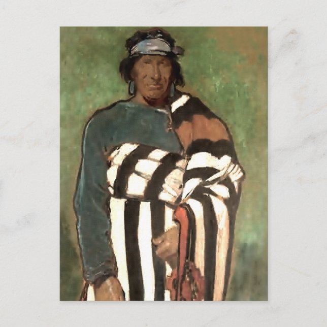 “Navajo” västerländsk konst av Gerald Cassidy Vykort (Framsida)