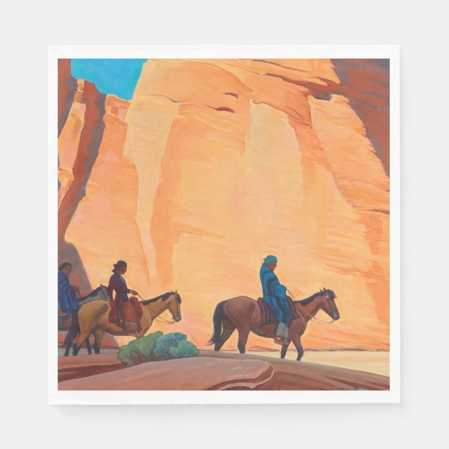 Navajos i Canyon 1945 av Maynard Dixon Pappersservett (Framsidan)