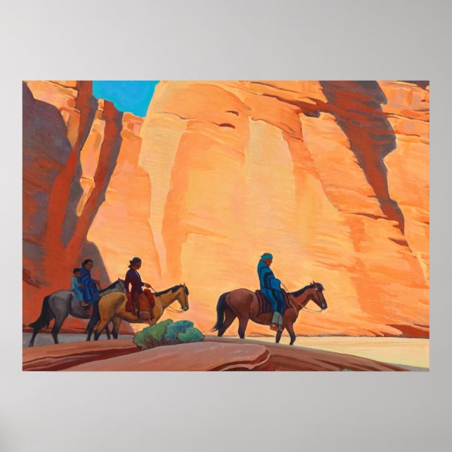 Navajos i Canyon 1945 av Maynard Dixon Poster (Framsidan)