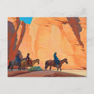 Navajos i Canyon 1945 av Maynard Dixon Vykort