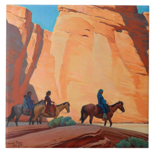 “Navajos i en kanjon” av Maynard Dixon Kakelplatta