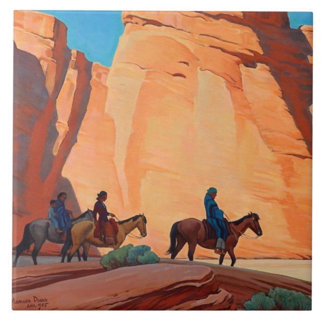 "Navajos in a Canyon" av Maynard Dixon Kakelplatta (Framsidan)